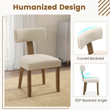 Dining Chairs Set of 2 with Curved Backrest Padded Seat-Beige