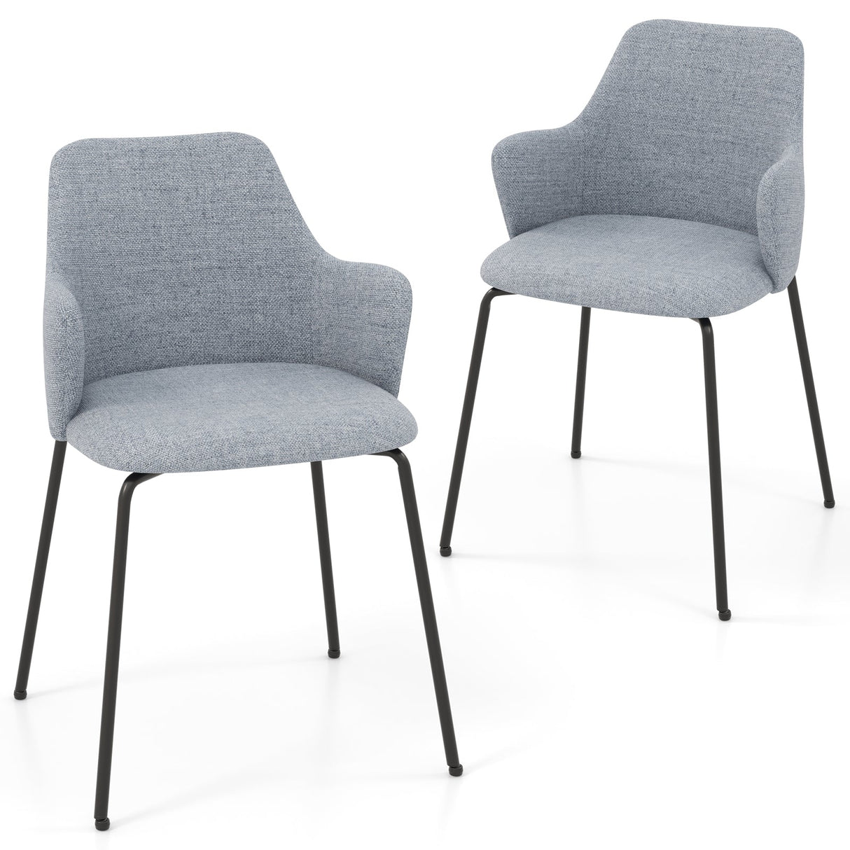 Juego de 2 sillas de comedor con respaldo curvo, asiento ancho y reposabrazos
