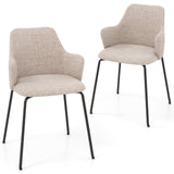 Juego de 2 sillas de comedor con respaldo curvo, asiento ancho y reposabrazos
