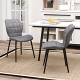 Dining Chairs Set of 2 with Padded Back Metal Legs and Adjustable Foot Pads