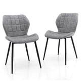Dining Chairs Set of 2 with Padded Back Metal Legs and Adjustable Foot Pads