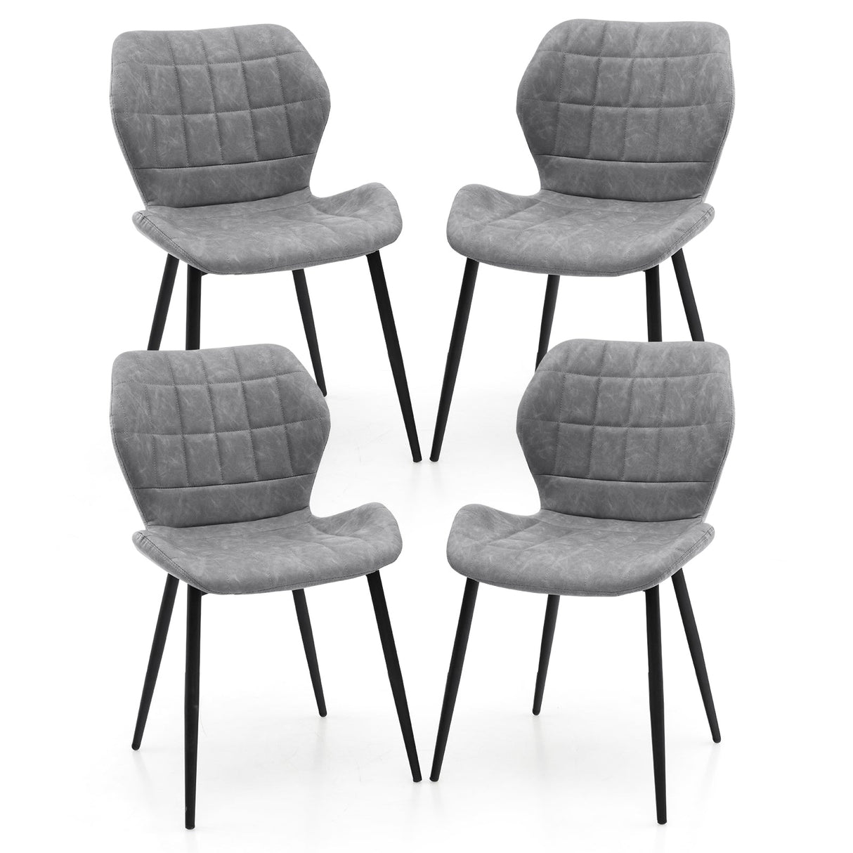 Dining Chairs Set of 2 with Padded Back Metal Legs and Adjustable Foot Pads