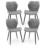 Dining Chairs Set of 2 with Padded Back Metal Legs and Adjustable Foot Pads