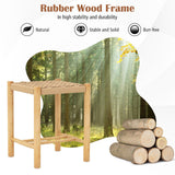 Dining Stool Set of 2 with Rubber Wood Frame-Natural