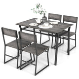 5 Piece Dining Table Set with Storage Rack and Metal Frame