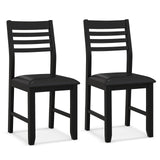 Wooden Dining Chair Set of 2 with Rubber Wood Frame and Padded Cushion