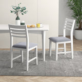Wooden Dining Chair Set of 2 with Rubber Wood Frame and Padded Cushion