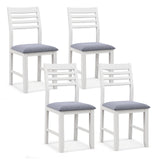 Wooden Dining Chair Set of 2 with Rubber Wood Frame and Padded Cushion