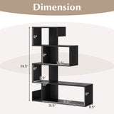 5-Tier S-Shaped Bookshelf Geometric Z-Shelf Bookcase with Open Cubes