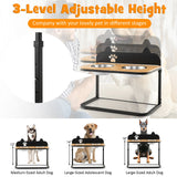 Soporte para cuencos de perro con 2 cuencos de acero inoxidable para comida y agua
