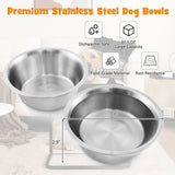 Soporte para cuencos de perro con 2 cuencos de acero inoxidable para comida y agua