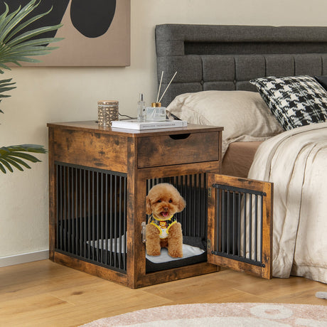 Casa de perro 2 en 1 con cajón y carga inalámbrica con cable