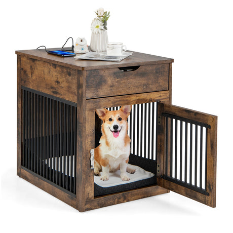 Casa de perro 2 en 1 con cajón y carga inalámbrica con cable