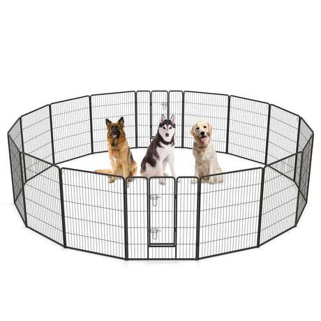 Parque para perros de 16 paneles de 24/32/40 pulgadas de alto con cerradura y puerta grande