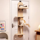 Trepadora para gatos para colgar en la puerta, de 4 niveles, altura ajustable con cama de felpa