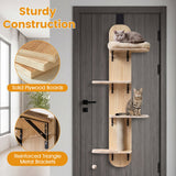 Trepadora para gatos para colgar en la puerta, de 4 niveles, altura ajustable con cama de felpa