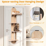 Trepadora para gatos para colgar en la puerta, de 4 niveles, altura ajustable con cama de felpa