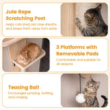 Trepadora para gatos para colgar en la puerta, de 4 niveles, altura ajustable con cama de felpa