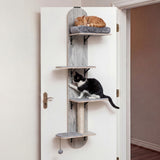 Trepadora para gatos para colgar en la puerta, de 4 niveles, altura ajustable con cama de felpa