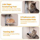 Trepadora para gatos para colgar en la puerta, de 4 niveles, altura ajustable con cama de felpa