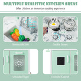 Cocina de juguete de doble cara con control remoto y barras de luz LED - Verde