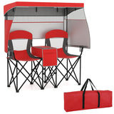 Tumbona doble con toldo ajustable y cortinas de sombreado en 3 lados