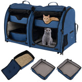 Transportín para mascotas con doble compartimento y 2 hamacas extraíbles