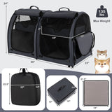 Transportín para mascotas con doble compartimento y 2 hamacas extraíbles