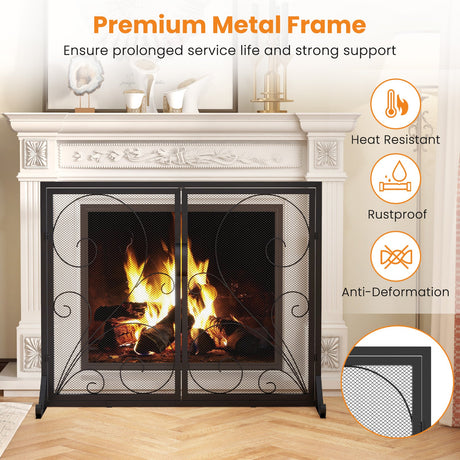 Pantalla Doble para Chimenea de 38 x 31 Pulgadas - Negra
