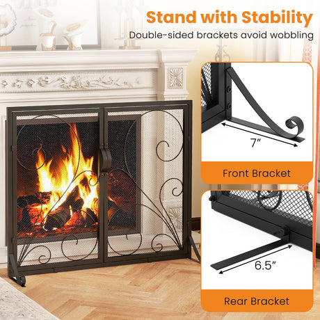 Pantalla Doble para Chimenea de 38 x 31 Pulgadas - Negra