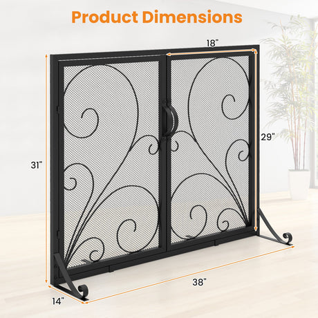 Pantalla Doble para Chimenea de 38 x 31 Pulgadas - Negra