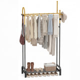 Double Rods Garment Rack for Hanging Clothes-Gold