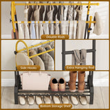 Double Rods Garment Rack for Hanging Clothes-Gold