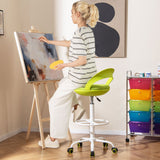 Drafting Stool Rolling Tall Desk Chair with Wheels-Green