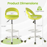 Drafting Stool Rolling Tall Desk Chair with Wheels-Green