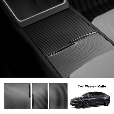 Dry Carbon Fiber Center Console Cover For Model Y Juniper / Model 3 Highland / Model YL