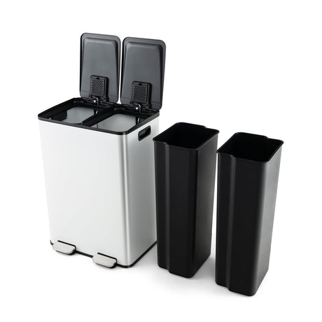 Cesto de basura de doble compartimento 2 x 8 gal - Plateado