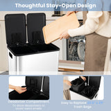 2 x 8 Gal Dual Compartment Trash Can-Silver
