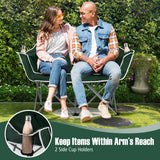 Sillón doble de camping portátil, sofá biplaza de gran tamaño con reposabrazos y portavasos, color verde