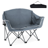 Sillón doble de camping portátil, sofá biplaza de gran tamaño con reposabrazos y portavasos, color verde