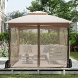 10 X 10 FT Heavy-Duty Patio Gazebo with Netting Walls and 4 Sandbags