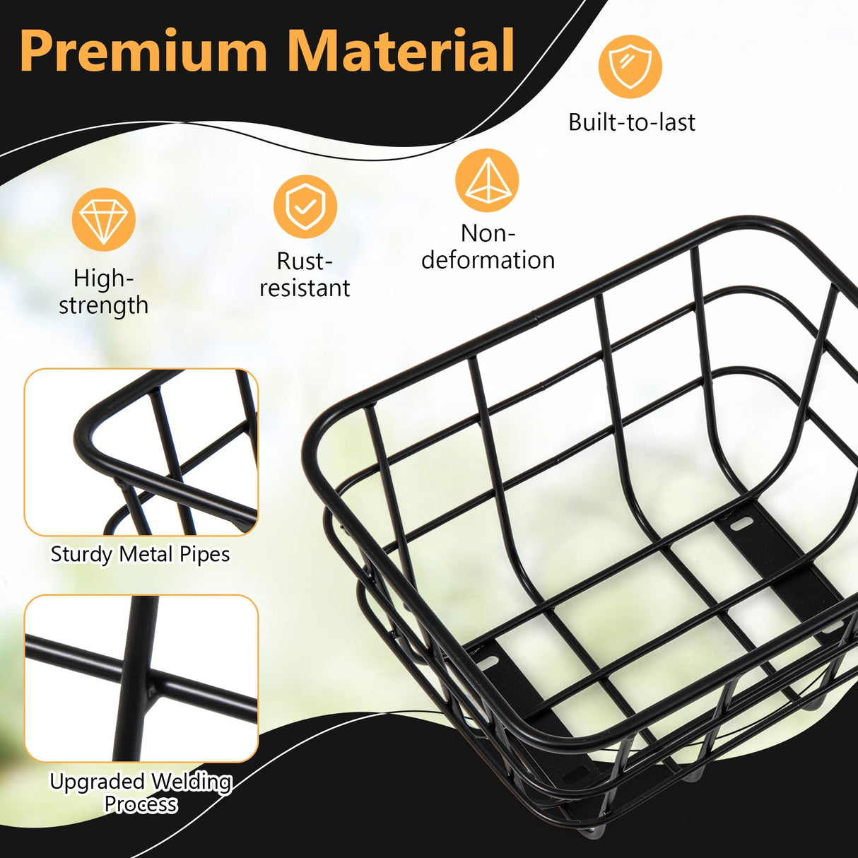 Cesta trasera de metal resistente para bicicletas eléctricas