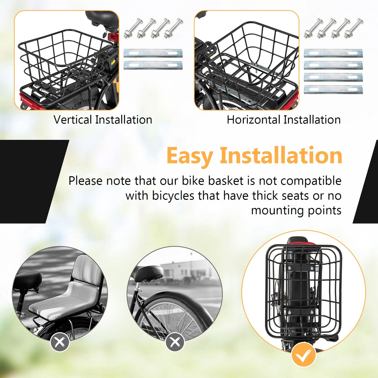 Cesta trasera de metal resistente para bicicletas eléctricas