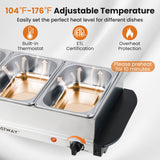 Electric Buffet Server Food Warmer with 3 Removable Trays