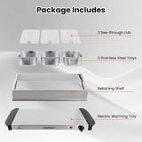 Electric Buffet Server Food Warmer with 3 Removable Trays