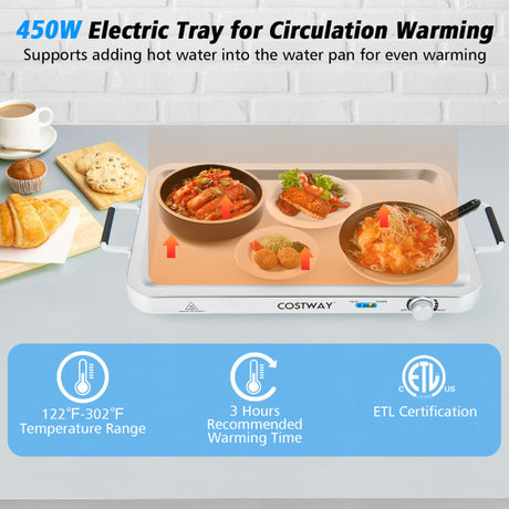 Bandeja calentadora eléctrica 2 en 1 con control de temperatura