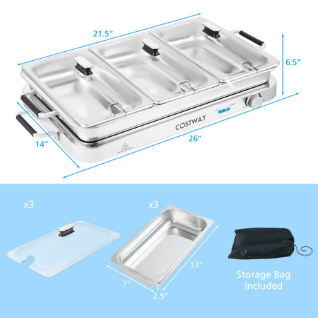 Bandeja calentadora eléctrica 2 en 1 con control de temperatura