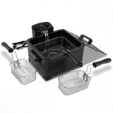 Electric Deep Fryer 5.3QT/21-Cup Stainless Steel 1700W with Triple Basket