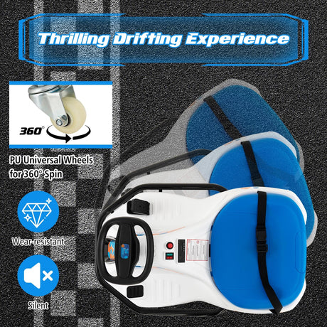 Go Kart Eléctrico para Niños de 24 V con Giro de 360° y Conexión Inalámbrica - Azul Marino