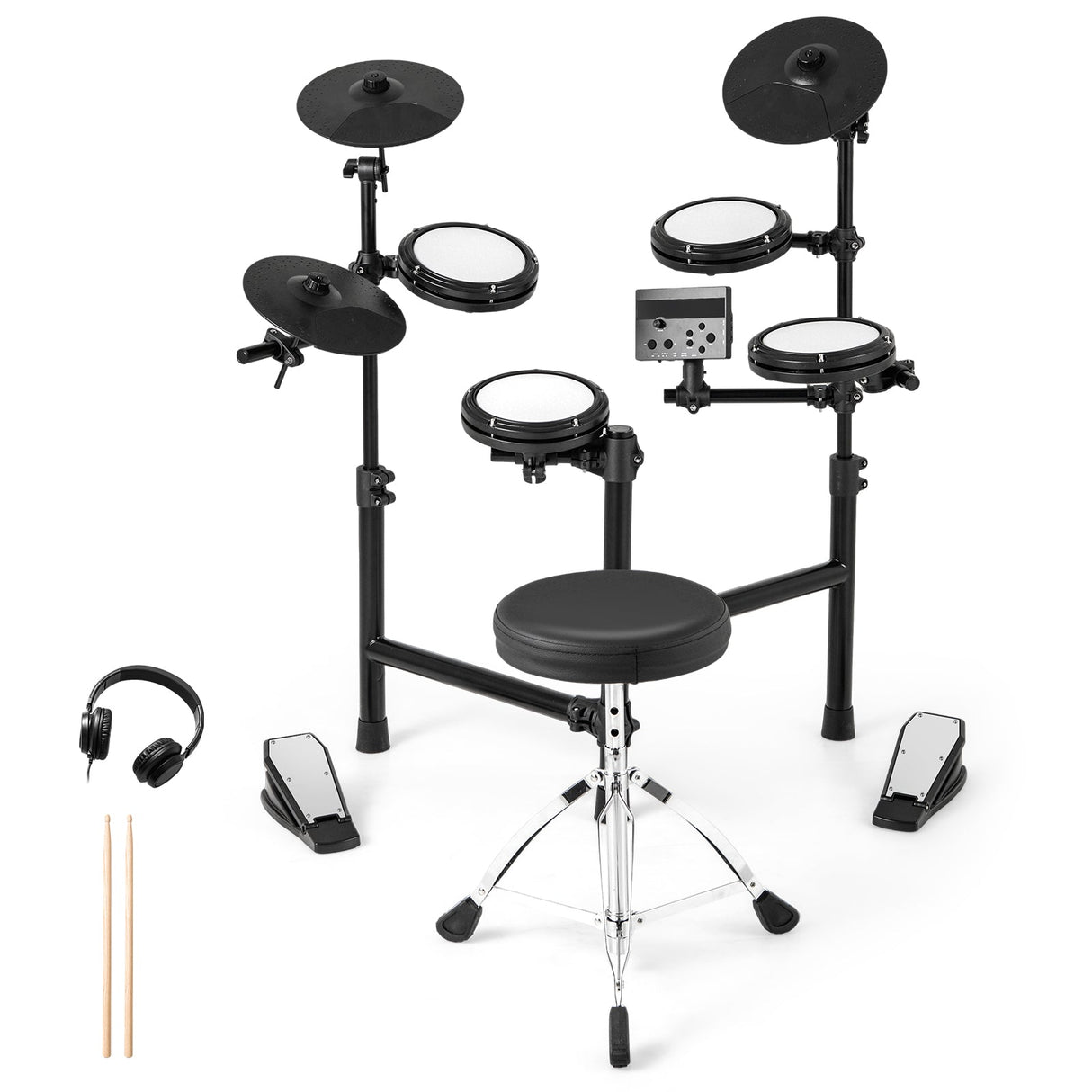 Batería electrónica plegable con 10 demos, USB MIDI y 2 baquetas